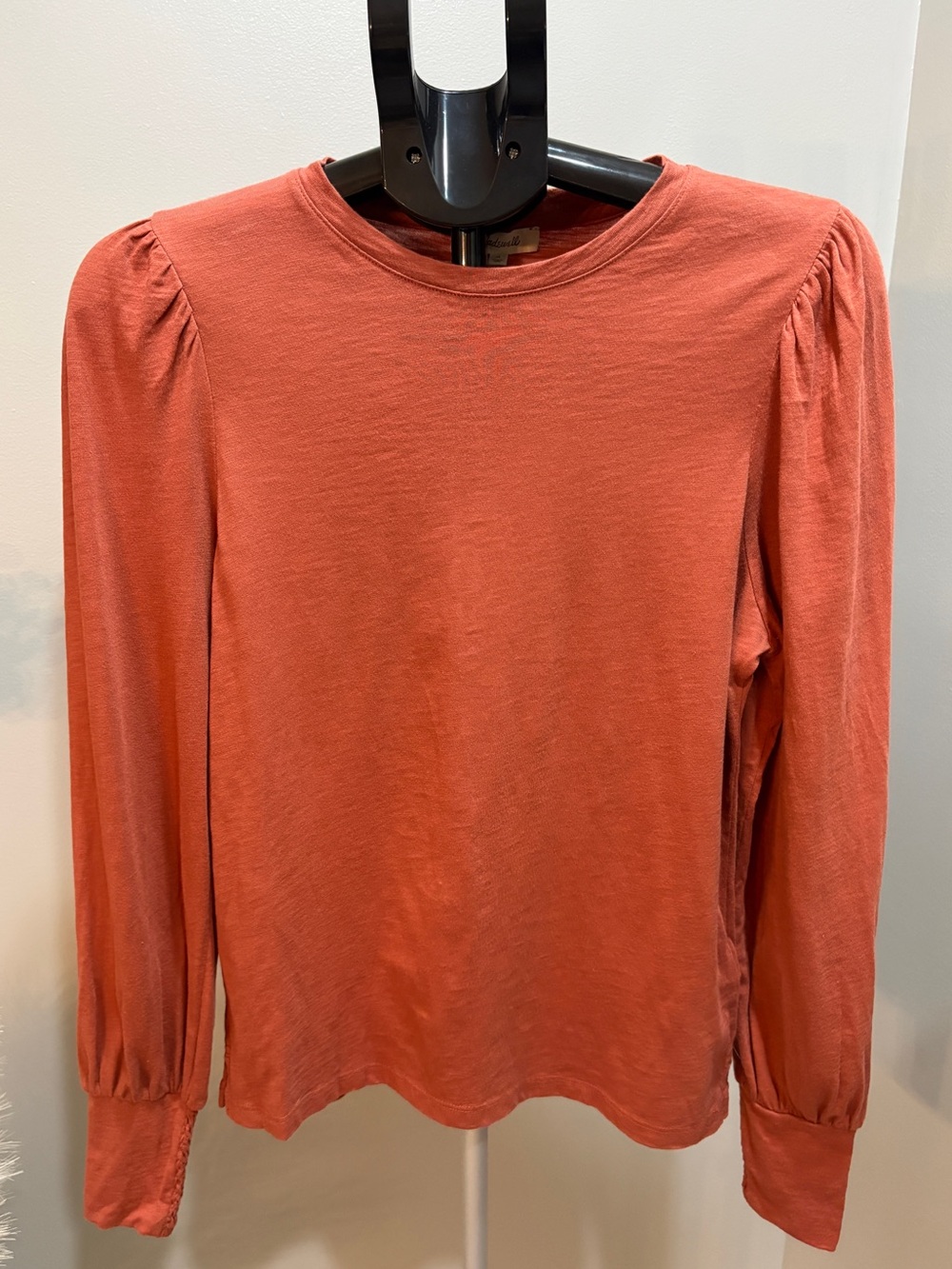 Madewell Long Sleeve Puff-Sleeve Tee in Terracotta